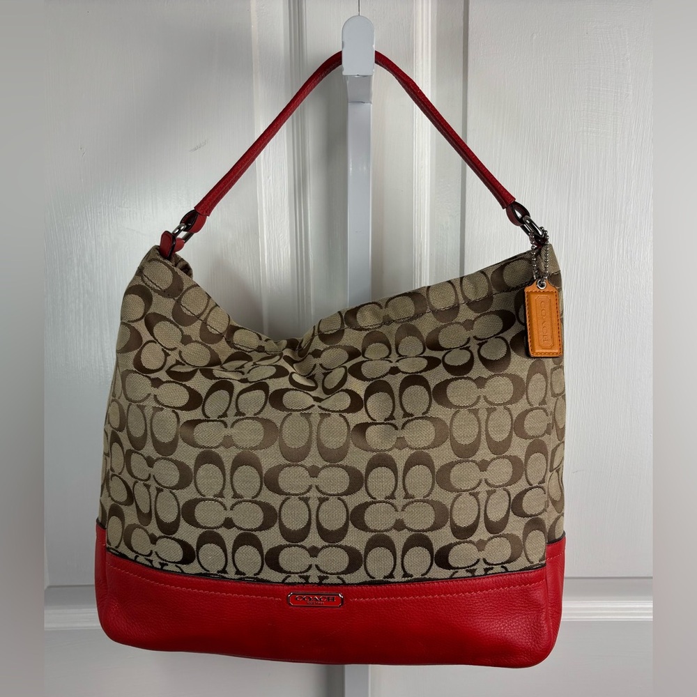 Coach Park Signature Hobo tote bag in orange/coral